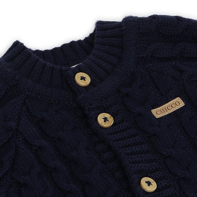 Boys Dark Blue Solid Cardigan image number 2